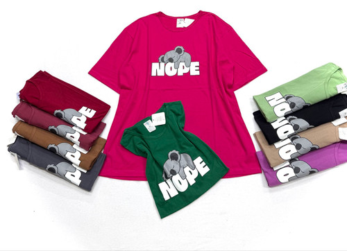 تیشرت باکسی زنانه 3XL آستین سه رب جنس نخپنبه نخ ۲۸ طرح NOPE