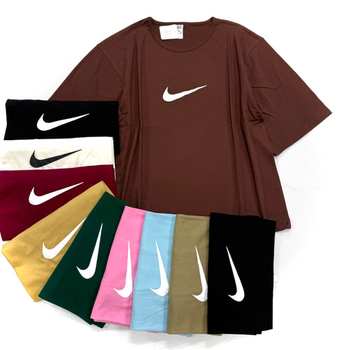 تیشرت باکسی زنانه قواره دار آستین سه رب جنس نخپنبه نخ ۲۸ طرح Nike