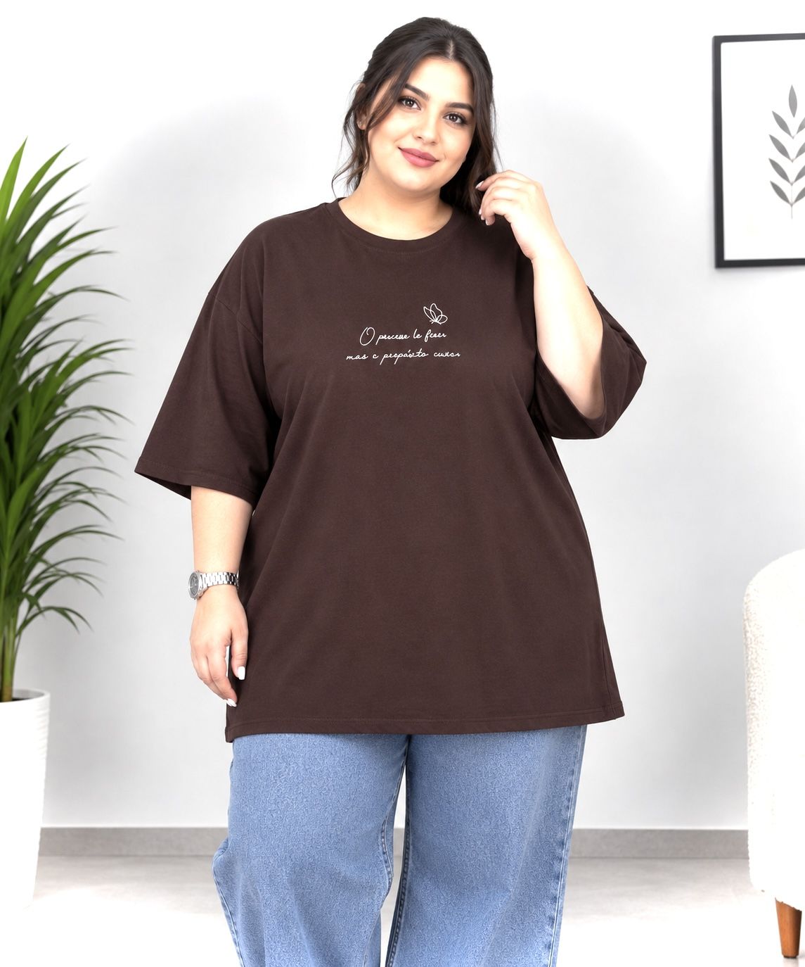 تیشرت بیگ لانگ آستین سه رب قواره دار زنانه 5XL جنس نخپنبه سوپر نخ ۲۸ طرح اسپرت قلب